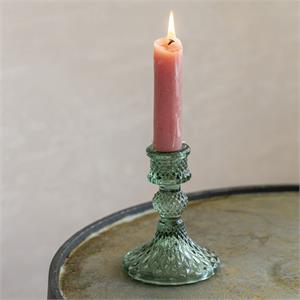 Grand Illusions Glass Candlestick Harlequin Green
